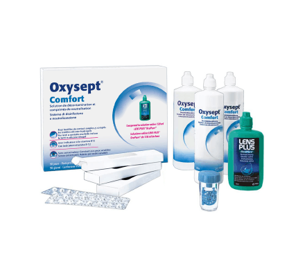 Oxysept Comfort - 3x300ml + 90 Tabletten + 120ml Lens Plus 